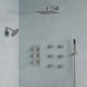 Dual Heads 12" Rain Shower System With 3 Way Thermostatic Faucet,Body Jets, Brushed Nickel