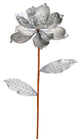 Glitter Magnolia Artificial Christmas Spray , Silver, 30"