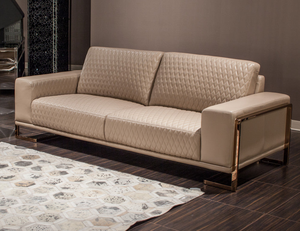 AICO Michael Amini Mia Bella Gianna Leather Standard Sofa, Peach