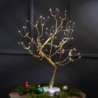 23.62" Battery Operated/USB Champagne Gold Wrapped Tree With Micro LED Lights