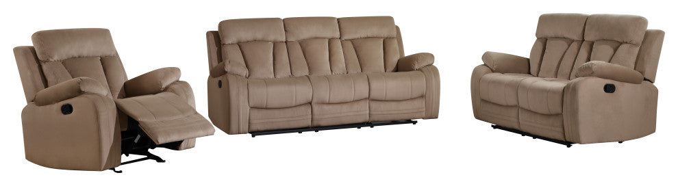 Axel Contemporary Microfiber Recliner, 3-Piece Set, Beige
