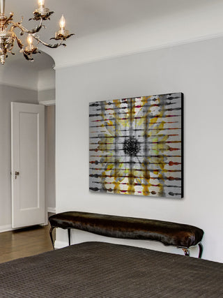 "Daisy Window" UV Ink Print on Brushed  Aluminum, 32"x32"