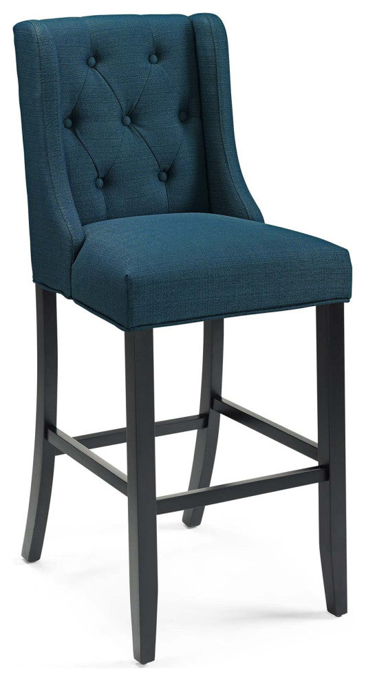 Baronet Tufted Button Upholstered Fabric Bar Stool Azure