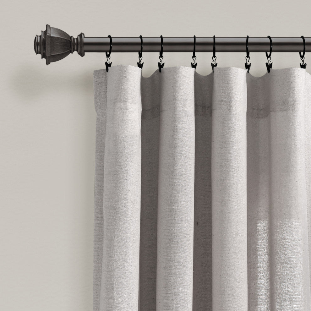 Linen Button Single Window Panel, Gray, 95"x40"