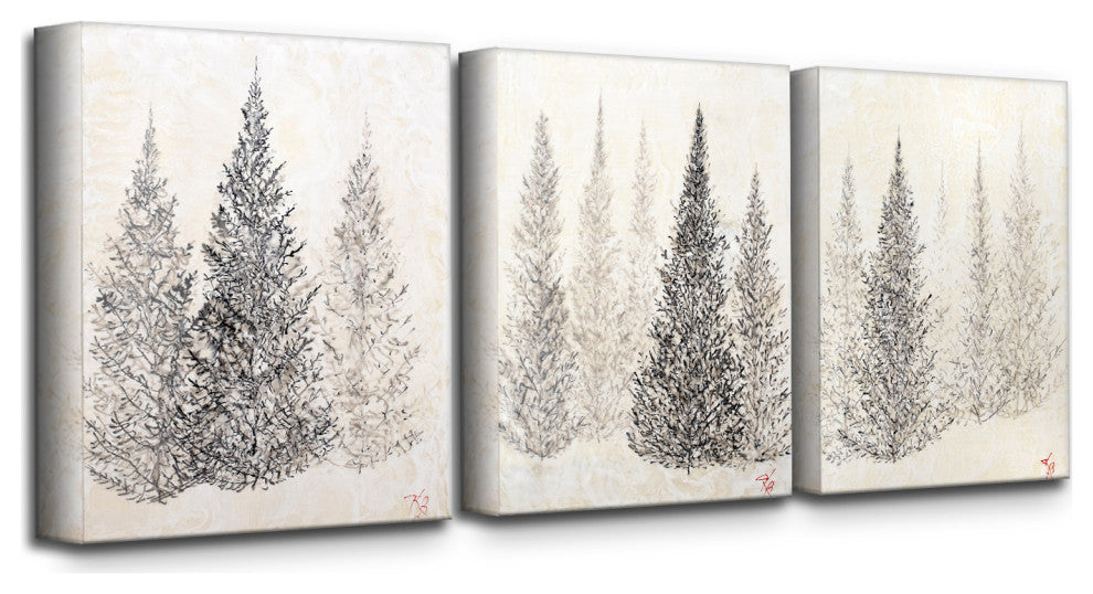 Monoscape XXVIII' 3 Piece Wrapped Canvas Wall Art Set by Karen Biery, 16"x12"
