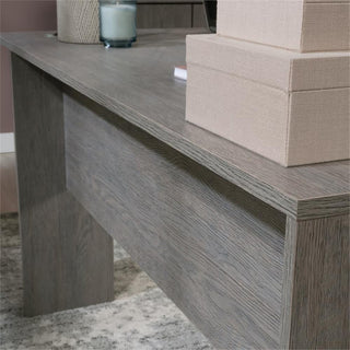 Pemberly Row Contemporary Engineered Wood L-Desk in Ashen Oak Finish