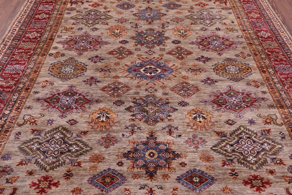 Super Kazak Hand Knotted Wool Rug 8' 0" X 9' 4" Q10346