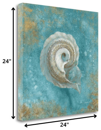 24" Majestic Seashell in the Deep Blue Sea Giclee Wrap Canvas Wall Art