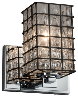 Wire Glass Era, Wall Sconce, Square/Flat, Chrome, Grid/Clear, LED