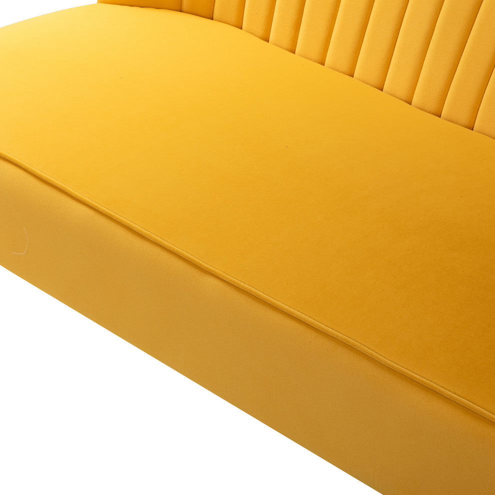 Upholstered 3 Piece Living Room Set, Mustard