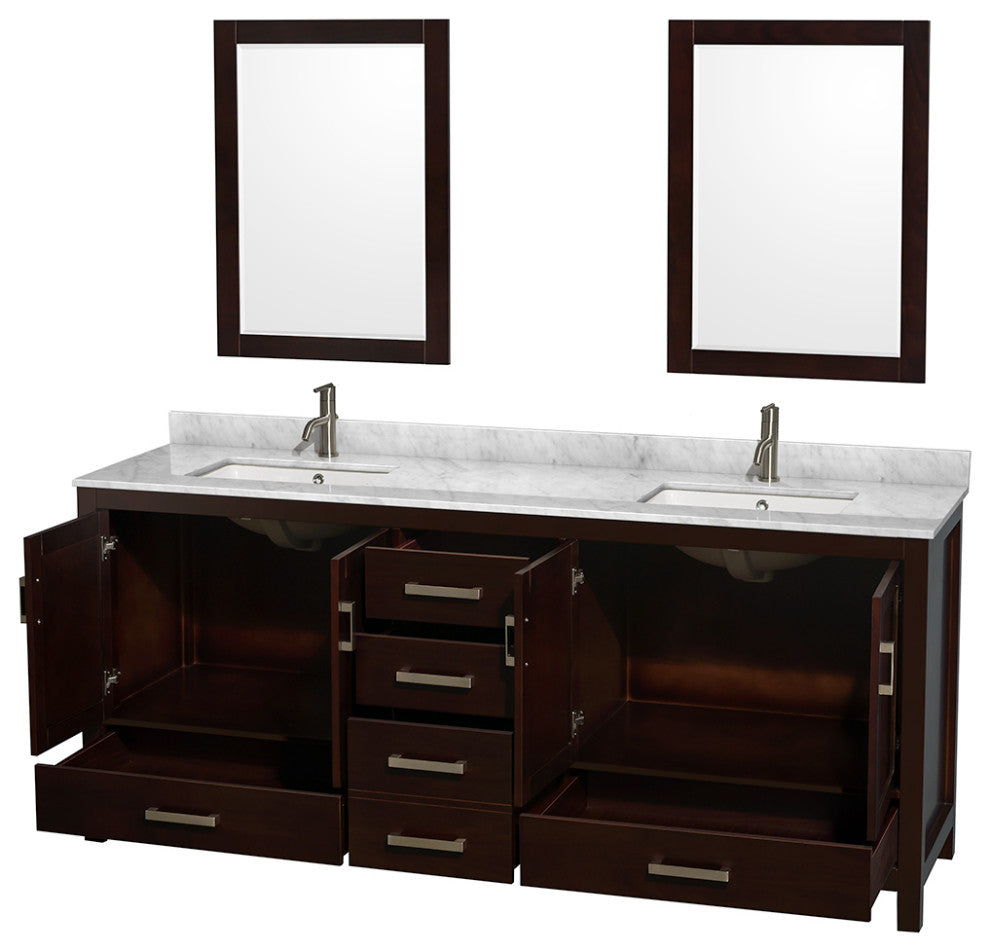 Wyndham WCS141480DESCMUNSM24 Wood Dual Bathroom Vanity in Espresso