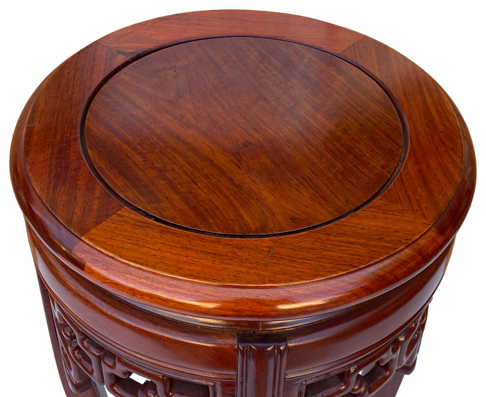 Oriental Round Light Brown Stain Plant Stand Pedestal Table Hws1637