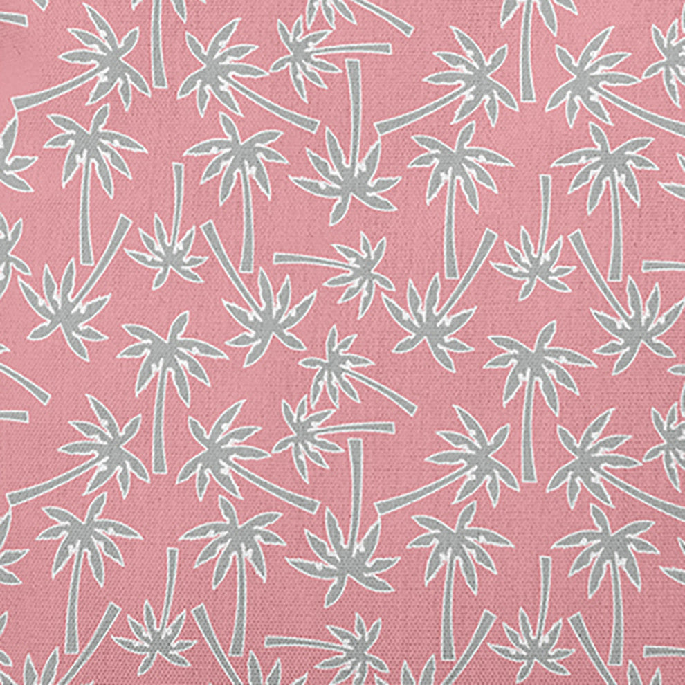Palm Tree Pattern Decorative Throw Pillow, Pink Icing, 16"x16"