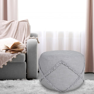 Solid Textured Decorative Diamond Pouf Ottoman