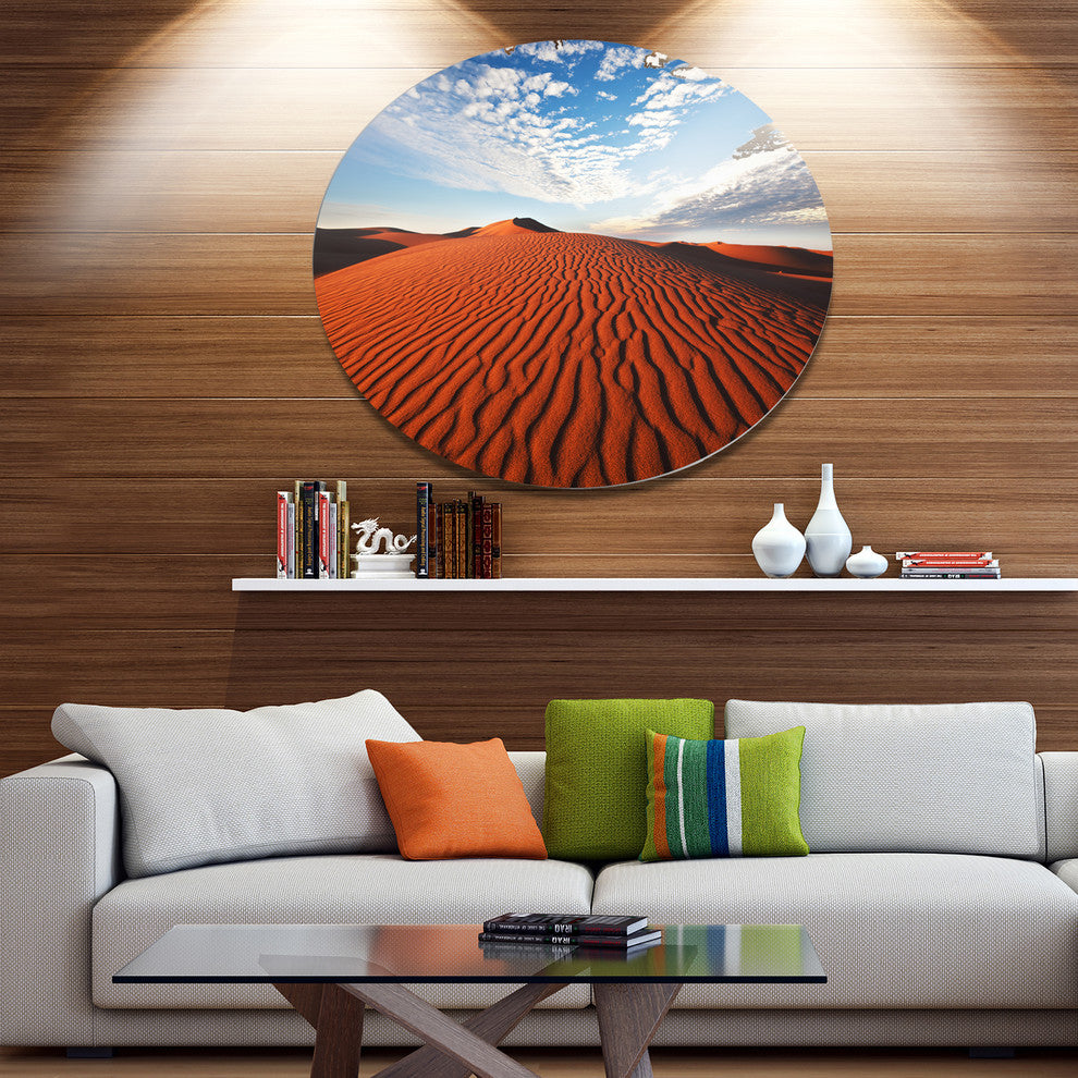 Sahara Dunes Under Bright Sky, Landscape Large Disc Metal Wall Art, 36"