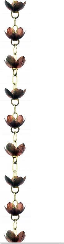 Tara Flower Rain Chain With Installation Kit, 15 Foot