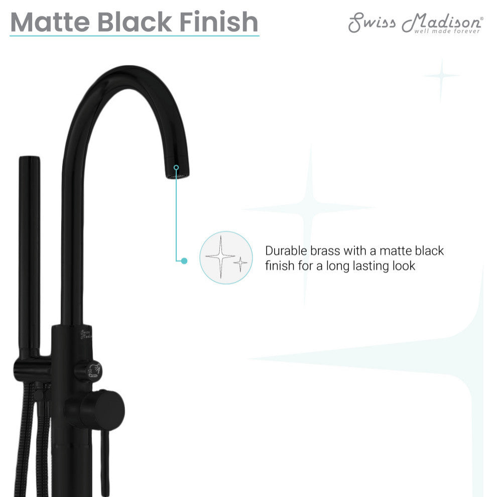 Ivy Freestanding Bathtub Faucet, Matte Black