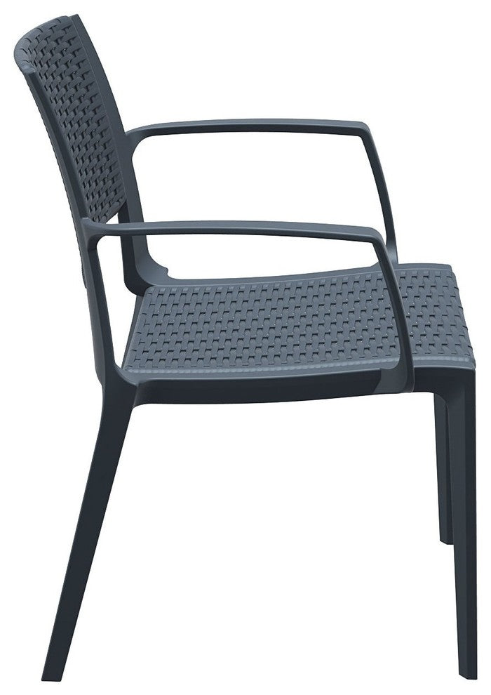 Capri Resin Dining Arm Chair, Dark Gray, Set of 2
