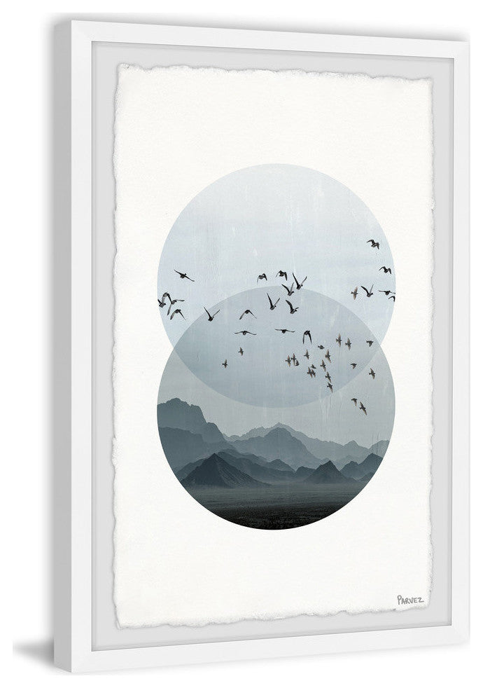 "Circle Birds" Framed Painting Print, 12"x18"
