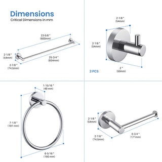 Circular 5-Piece Bathroom Hardware Set, Chrome