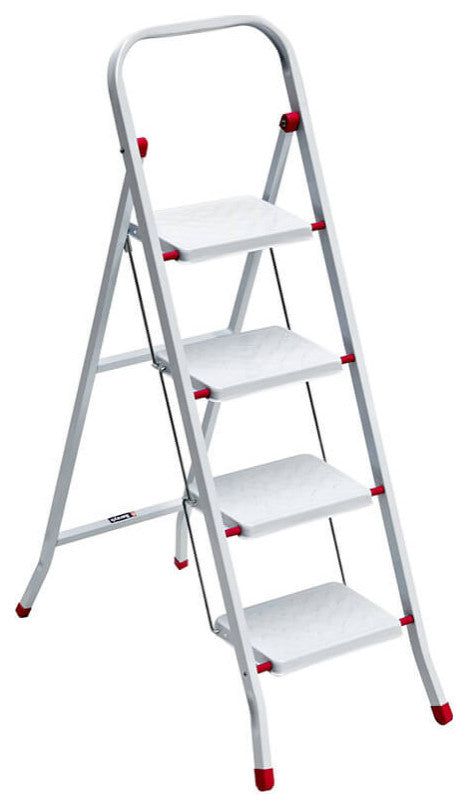 Folding Lightweight Step Ladder with Rail, Convenient Handgrip, 4 Step