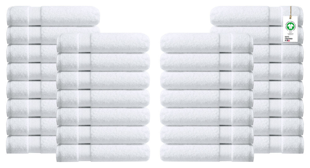 Organic Cotton Feather Touch Quick Dry Wash Cloth, White, Pack 30