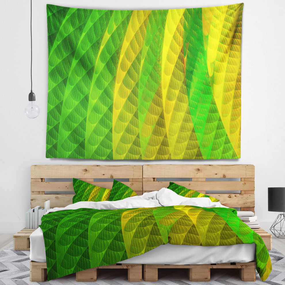 Layered Green Psychedelic Design Abstract Wall Tapestry, 92"x78"