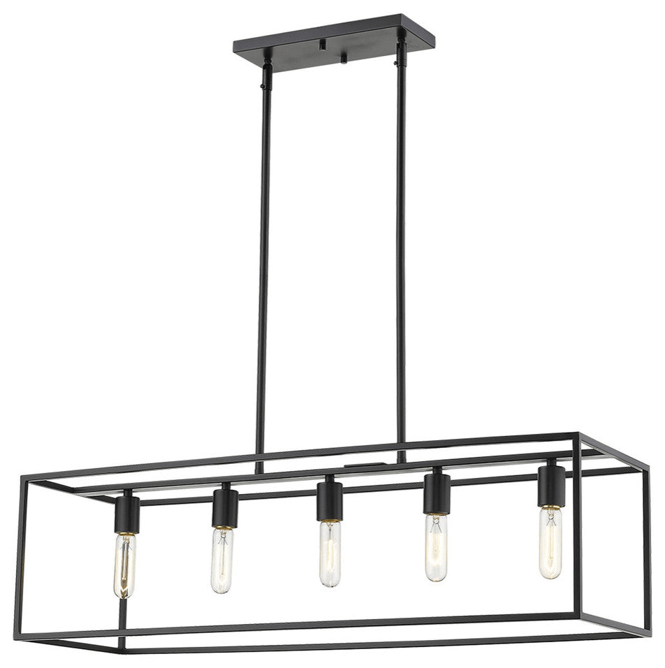 Cobar 5-Light Matte Black Island Pendant