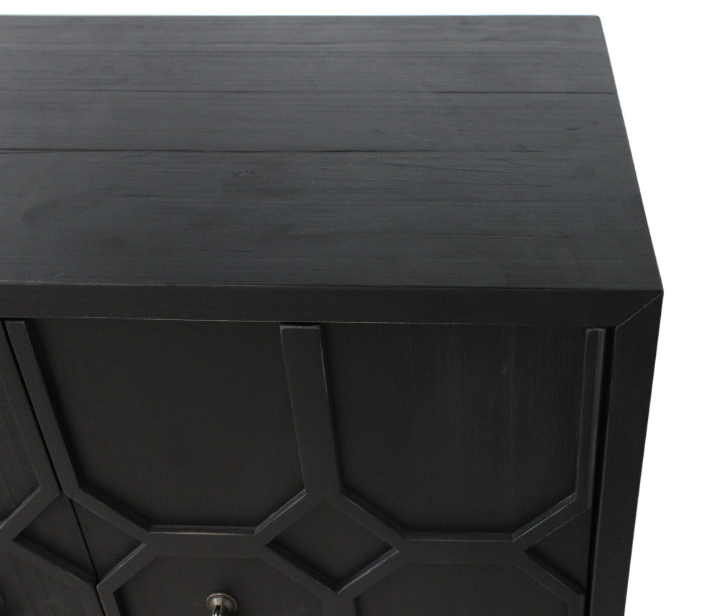 Samara 6-Door Recycled Pine Wood Sideboard, Dark Grey