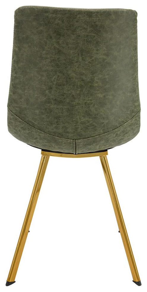 LeisureMod Markley Modern Leather Dining Chair With Gold Legs