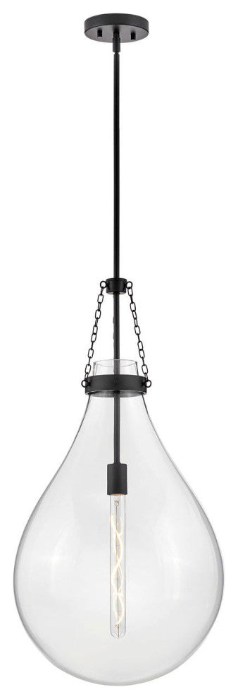 Hinkley Eloise 31.25" Large Pendant Light, Black + Clear Glass
