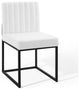 Carriage Channel Tufted Sled Base Upholstered Fabric Dining Chair Black White