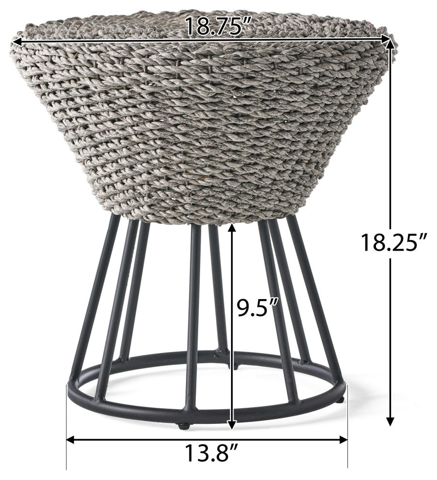 GDF Studio Crystal Outdoor Gray Wicker Chaise Lounge and Table, Set of 2