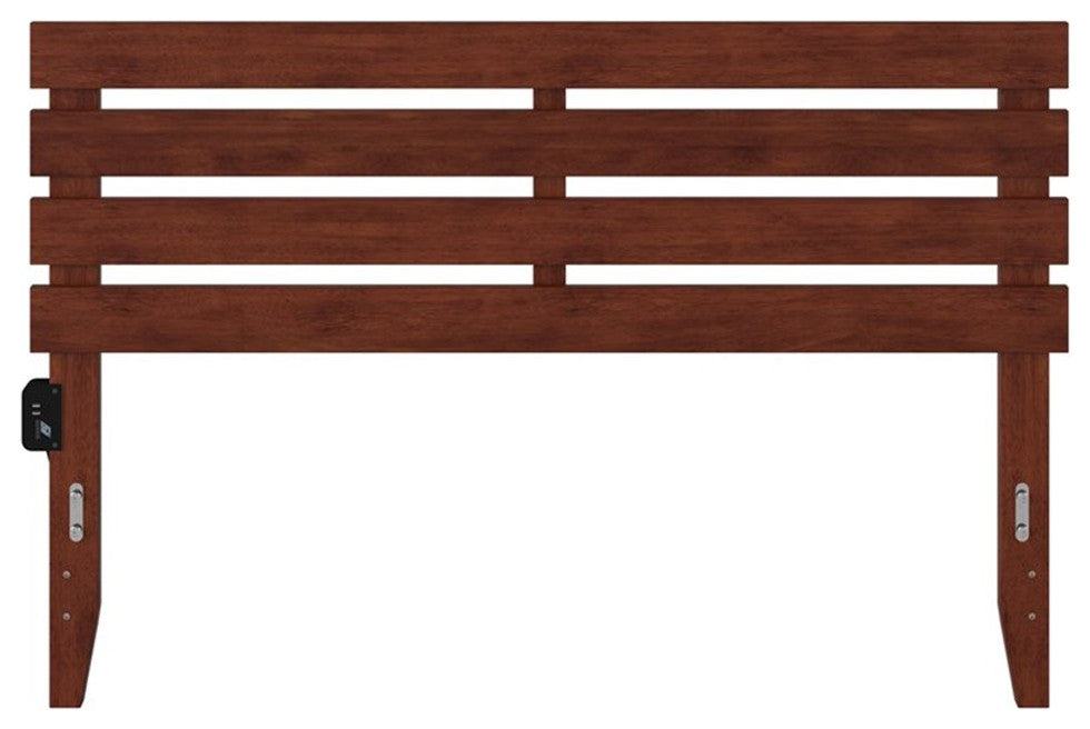 AFI Oxford Solid Wood Queen Size Headboard with USB Charging Station in Walnut