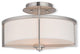 Ceiling Mount With Handcrafted Off-White Fabric Hardback Shade, Brushed Nickel
