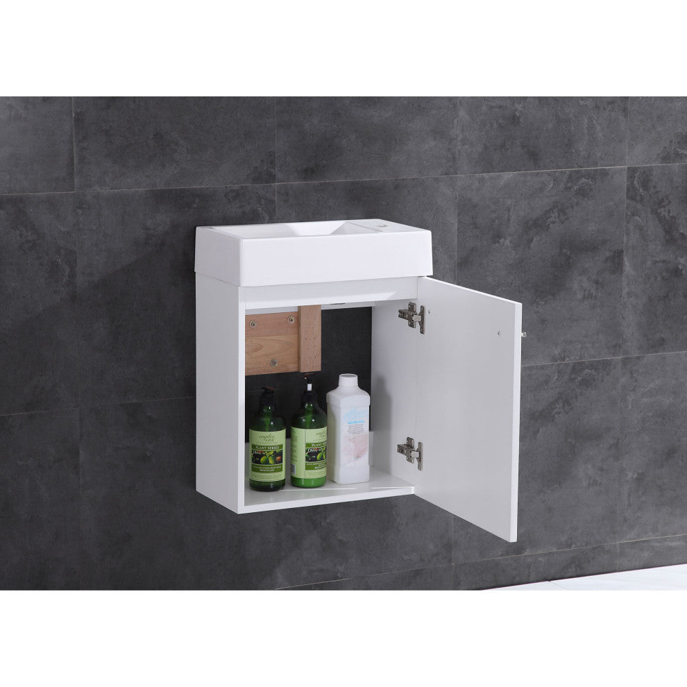 Modern Wall Mount Vanity Cabinet Sets - Style 10, White