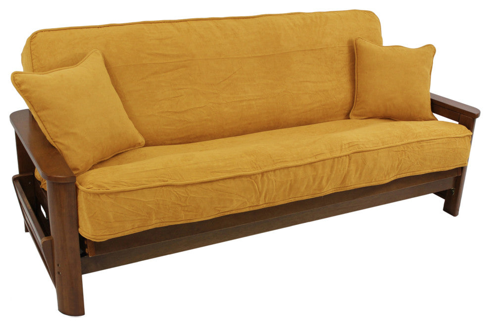 Solid Microsuede Full Futon Cover Set, Lemon