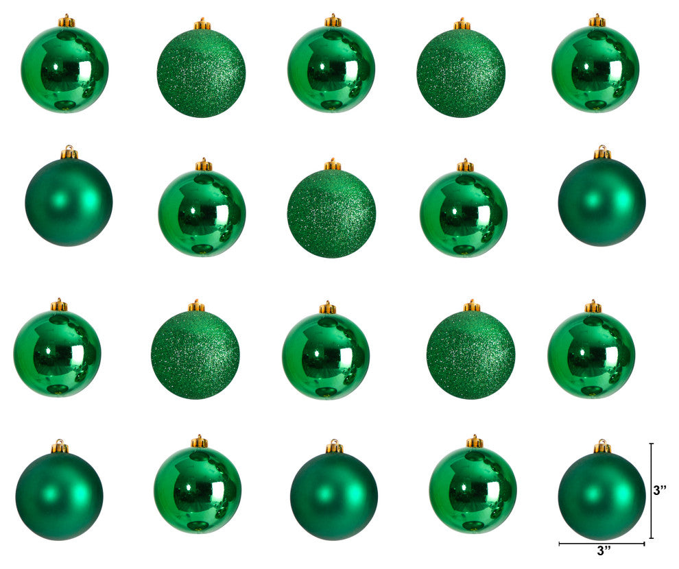 Holiday Xmas 20 Count 3" Shatterproof Ornaments W/ Re-Useable Storage Container