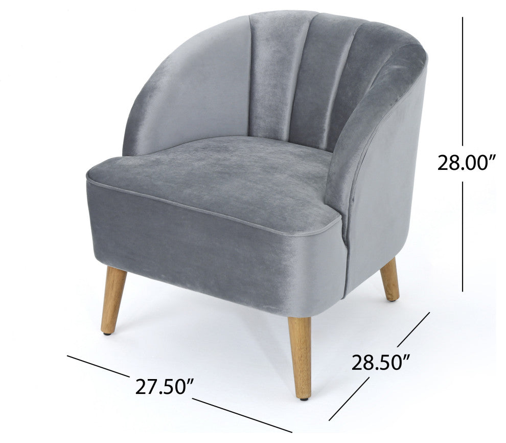 GDF Studio 3-Piece Scarlett Modern New Velvet Loveseat Club Chair Set, Pewter