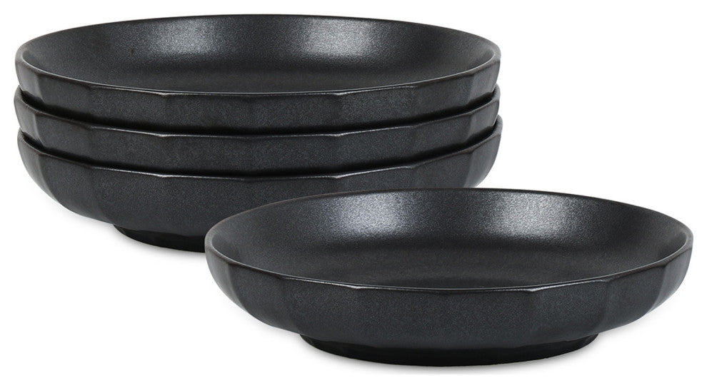 Stone Lain Rio Stoneware Pasta Bowl Set of 4, Black
