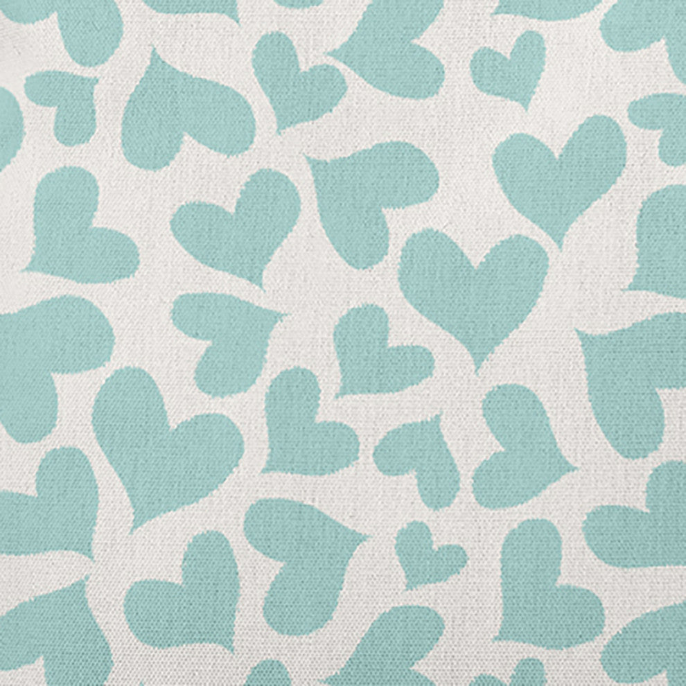 16" x 16" Patterned Hearts Valentine's Decorative Indoor Pillow, Wave Top Blue