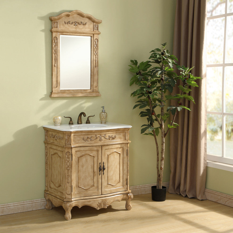 32" Single Bathroom Vanity, Vintage Mint