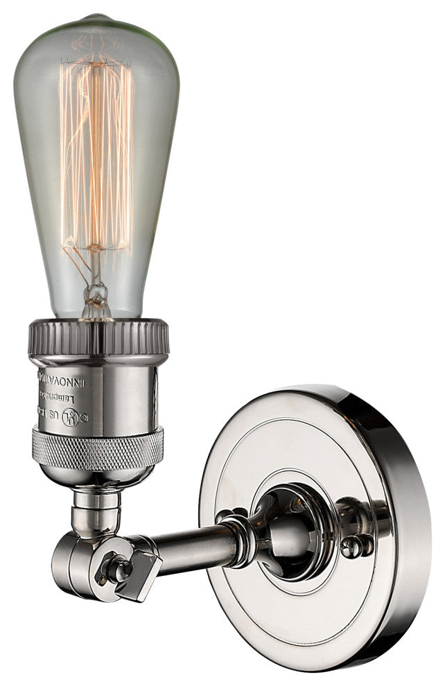 Bare Bulb 1 Light Sconce, Polished Nickel, LED