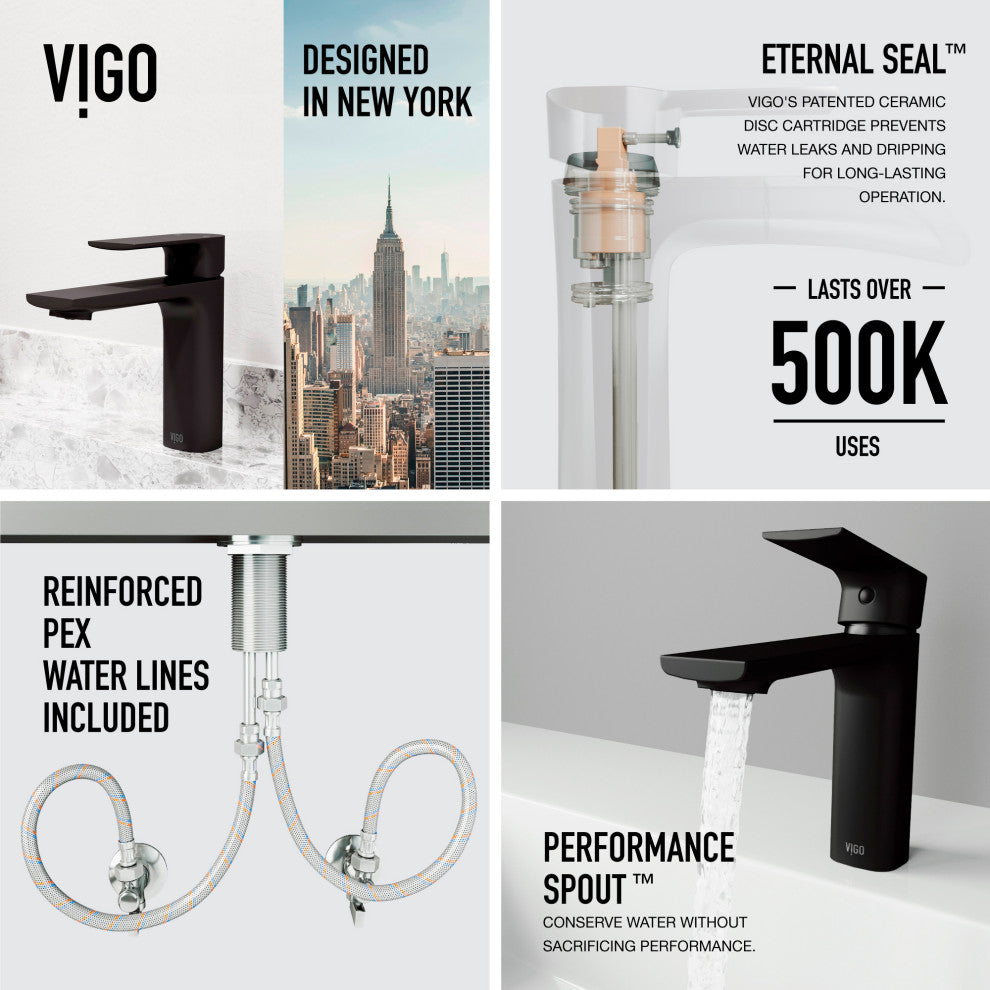 VIGO 6" H Davidson Single Handle Single Hole Faucet, Matte Black, Without Extras