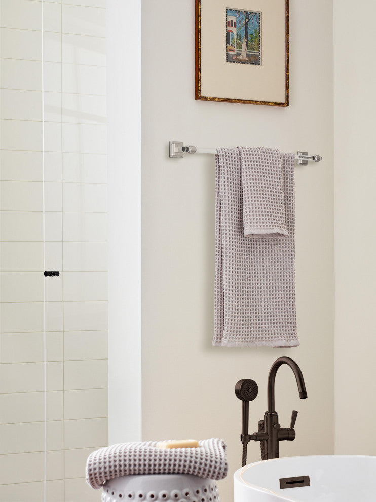 Amerock Glacio Contemporary Towel Bar, Clear/Brushed Nickel, 24" Center-to-Cente