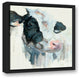 Curious Painted Dairy Cow 16x16 Black Floating Framed Canvas