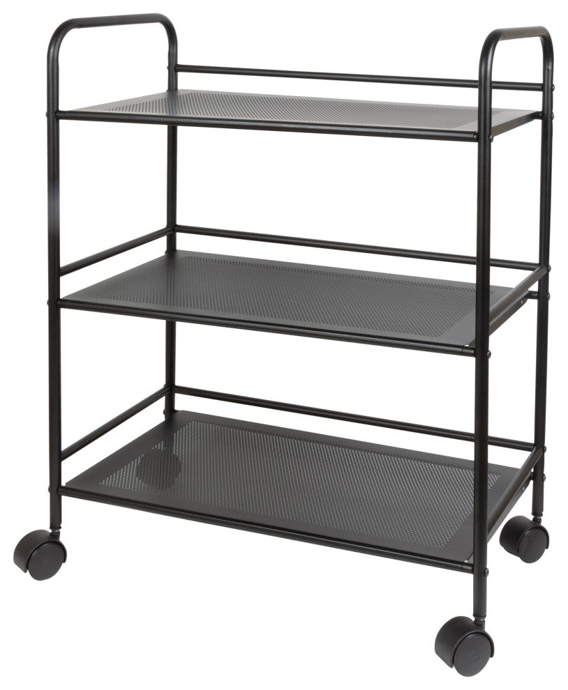 3 Tier Metal Cart with Wheels, Black