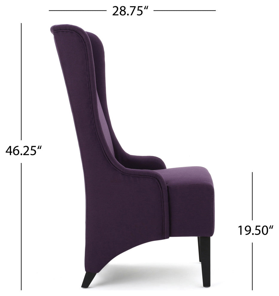 GDF Studio Sheldon Traditional Design High Back Fabric Dining Chair, Plum
