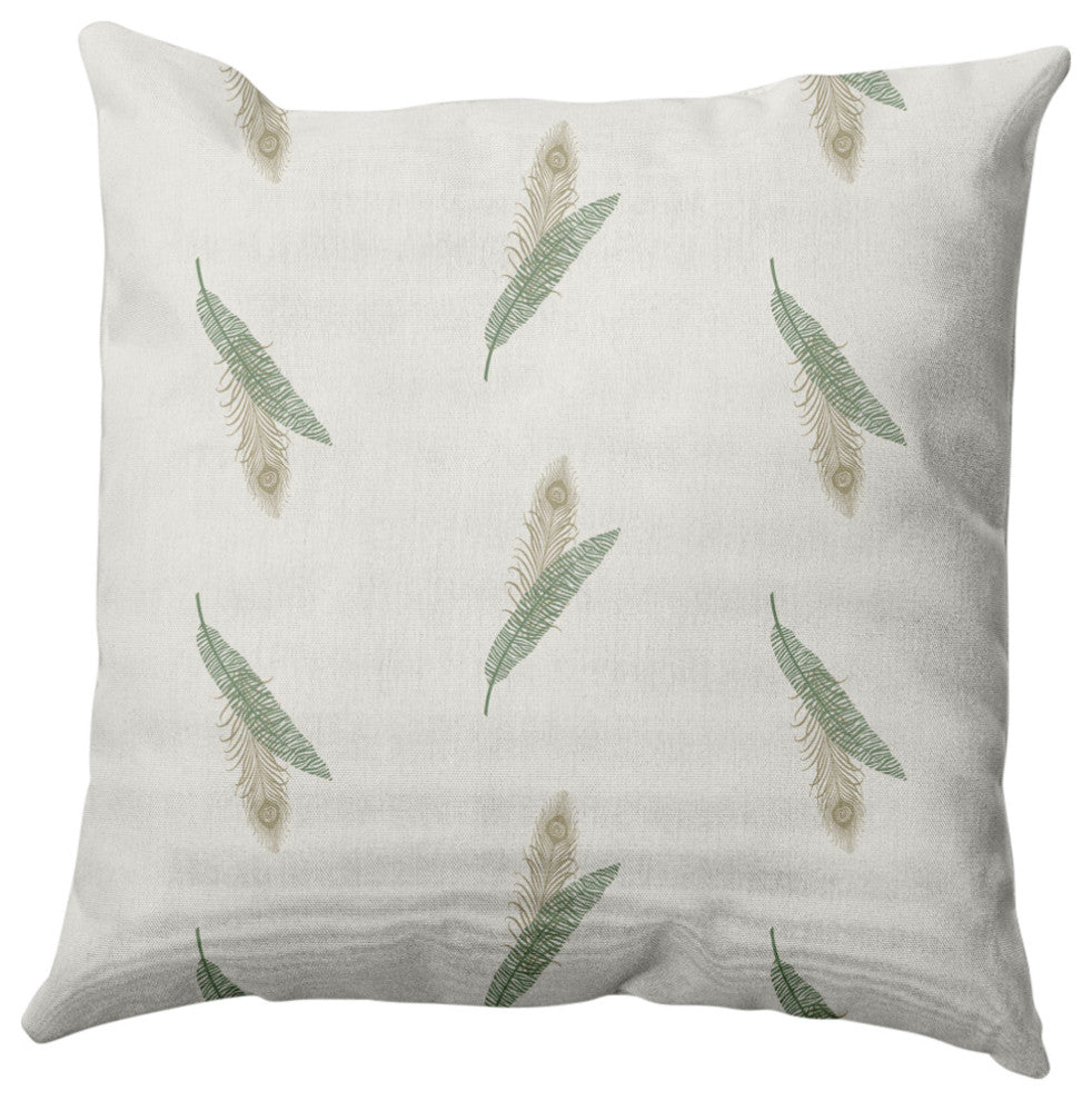Feather Stripe Decorative Throw Pillow, Green, 26"x26"