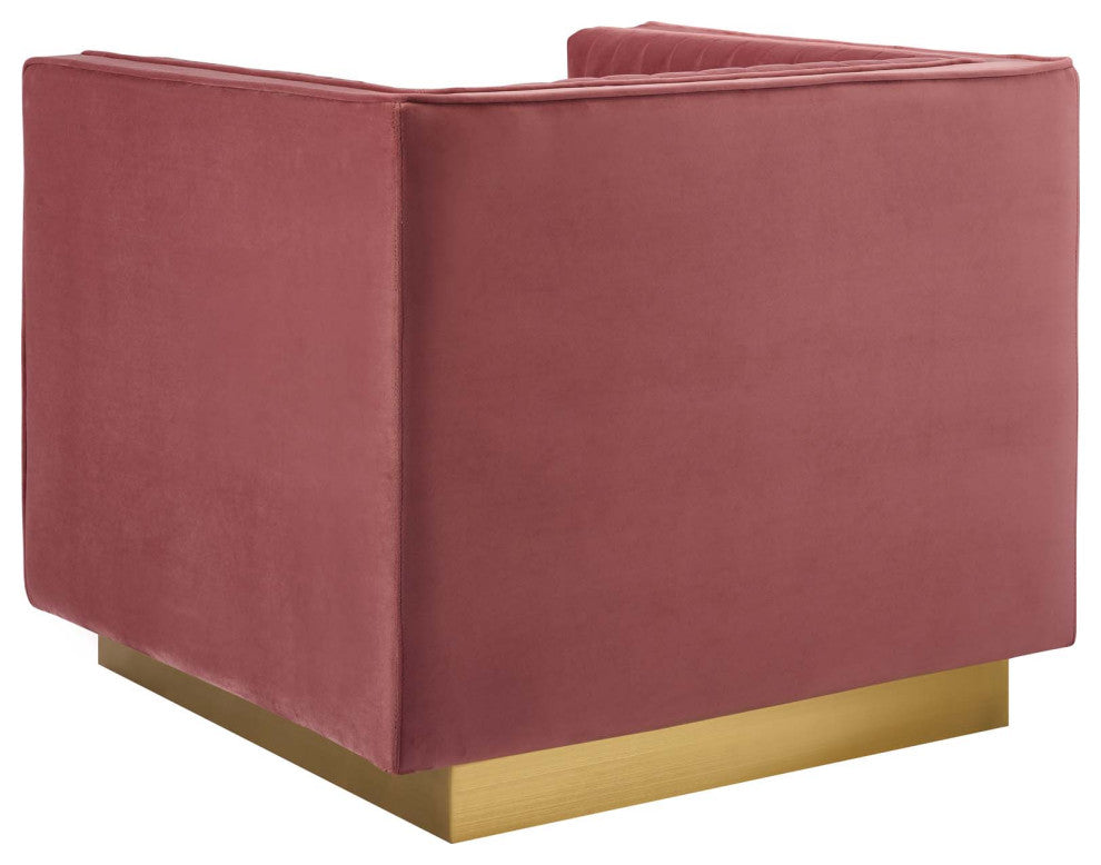 Tufted Armchair Accent Chair, Set of 2, Velvet, Pink, Modern, Lounge Hospitality